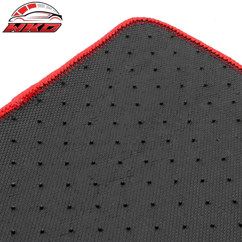Fits 17-23 Tesla Model 3 Floor Mats Black Nylon Carpets Liner Guard w/ Red Edge