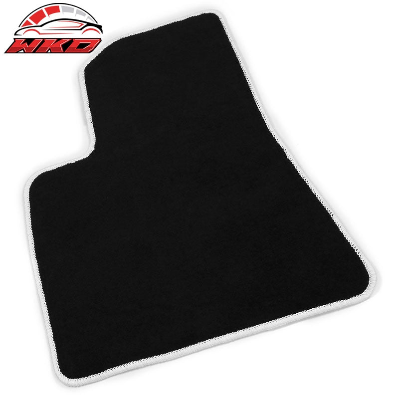 Fits 17-23 Tesla Model 3 Floor Mats Black Nylon Carpet Liner Guard w/ White Edge