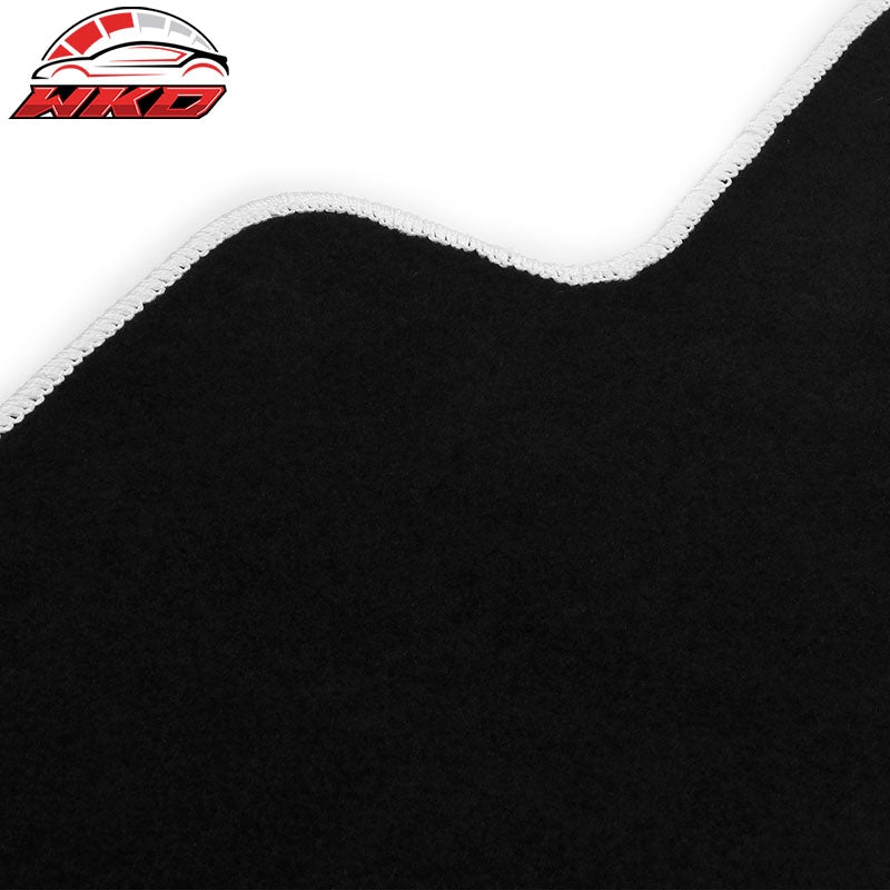 Fits 17-23 Tesla Model 3 Floor Mats Black Nylon Carpet Liner Guard w/ White Edge