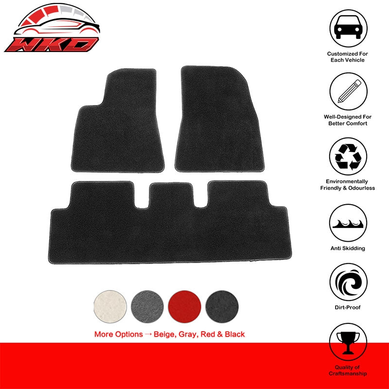 Fits 17-23 Tesla Model 3 Floor Mats Black Nylon Carpets Front Rear Liner Guard