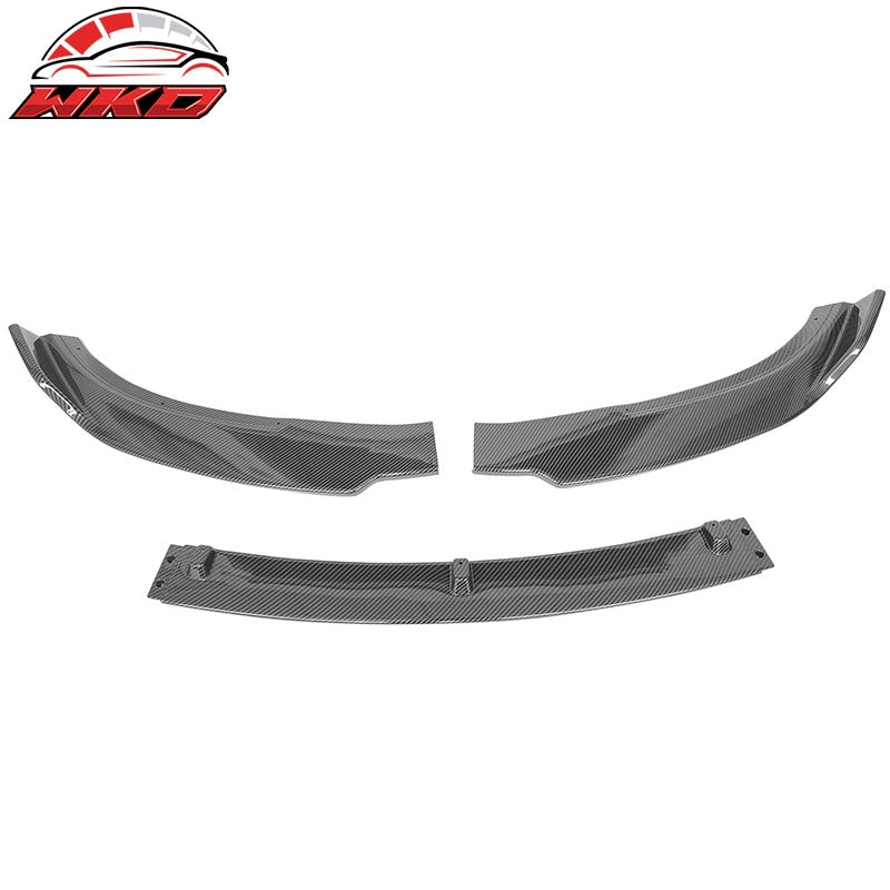 Fits 17-23 Tesla Model 3 IKON Style Carbon Fiber Print Front Bumper Lip PP 3PCS