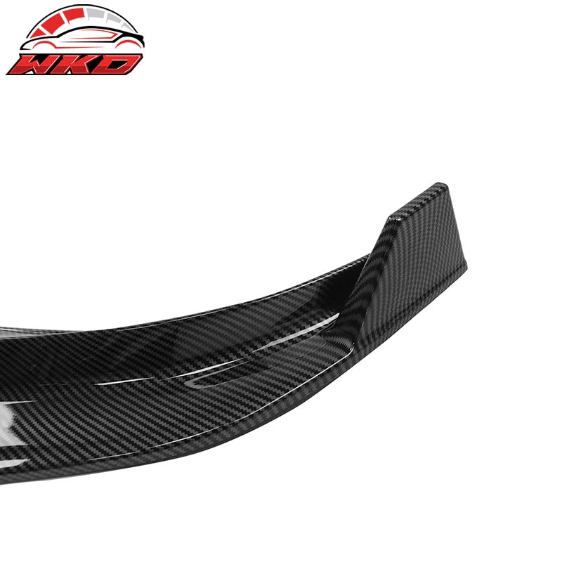 Fits 24-26 Tesla Model 3 3PCS IKON Style Front Bumper Lip Carbon Fiber Print PP