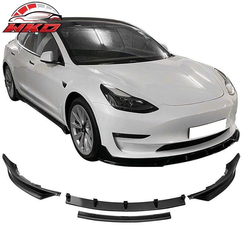 Wholesale 17-23 Tesla Model 3 IKON Style Front Bumper Lip Spoiler 4PCS Matte Black