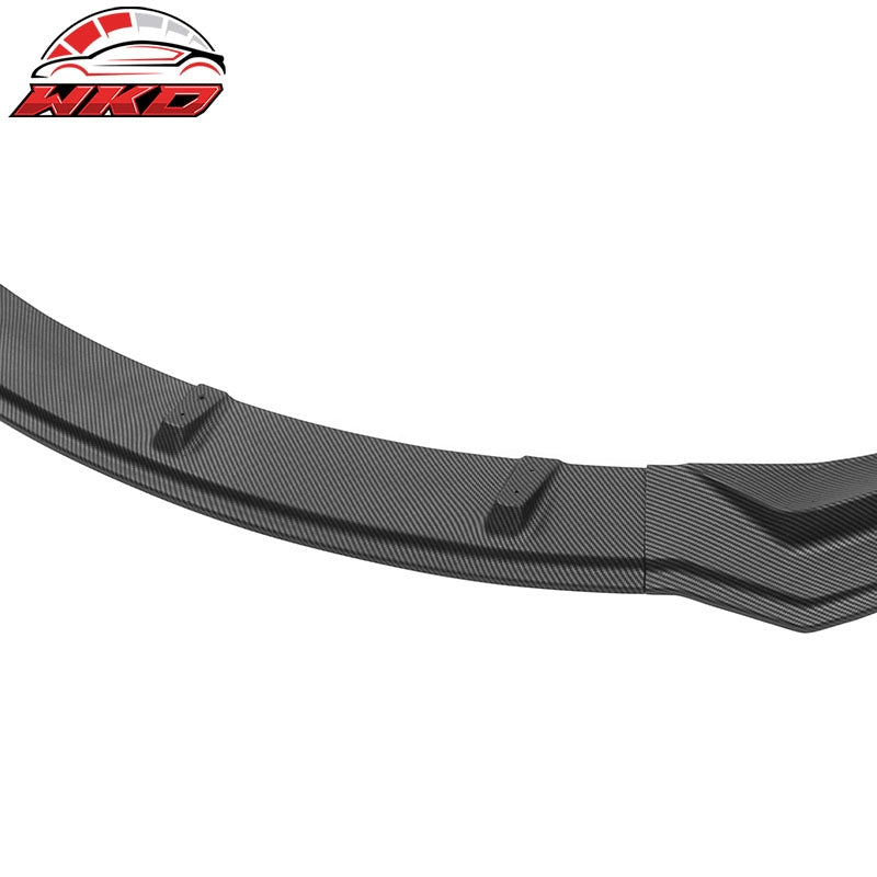 Fits 24-26 Tesla Model 3 3PCS IKON Front Bumper Lip Matte Carbon Fiber Print PP