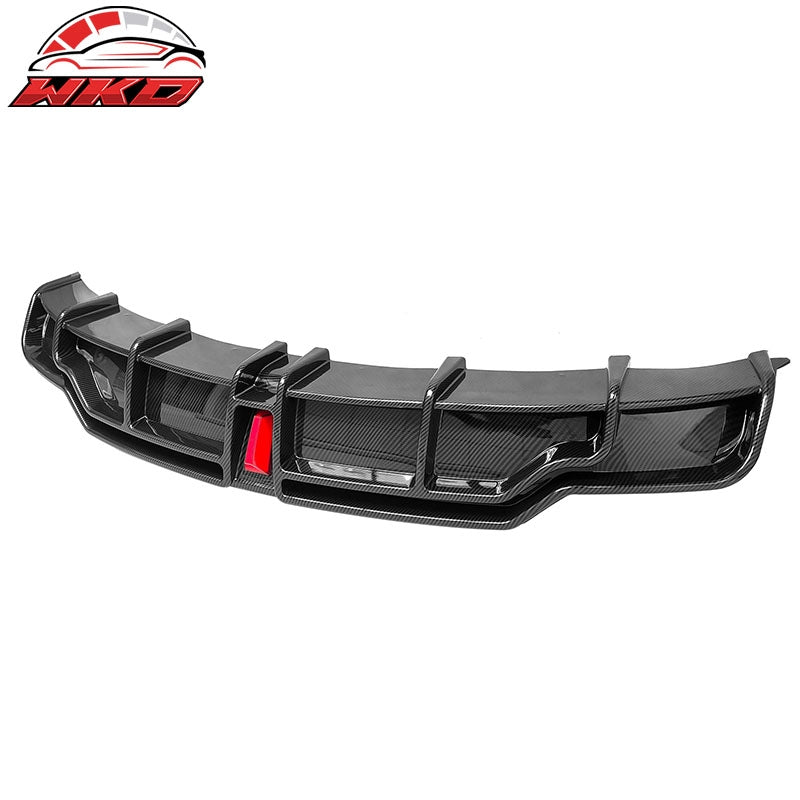 Fits 17-23 Tesla Model 3 IKON Style Carbon Fiber Print Rear Lip Diffuser W/ LED