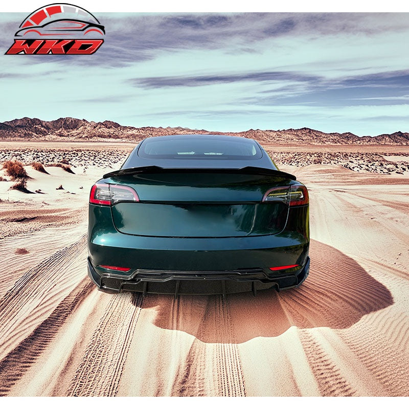 Fits 17-23 Tesla Model 3 IKON Style Rear Trunk Spoiler Wing - Carbon Fiber Print