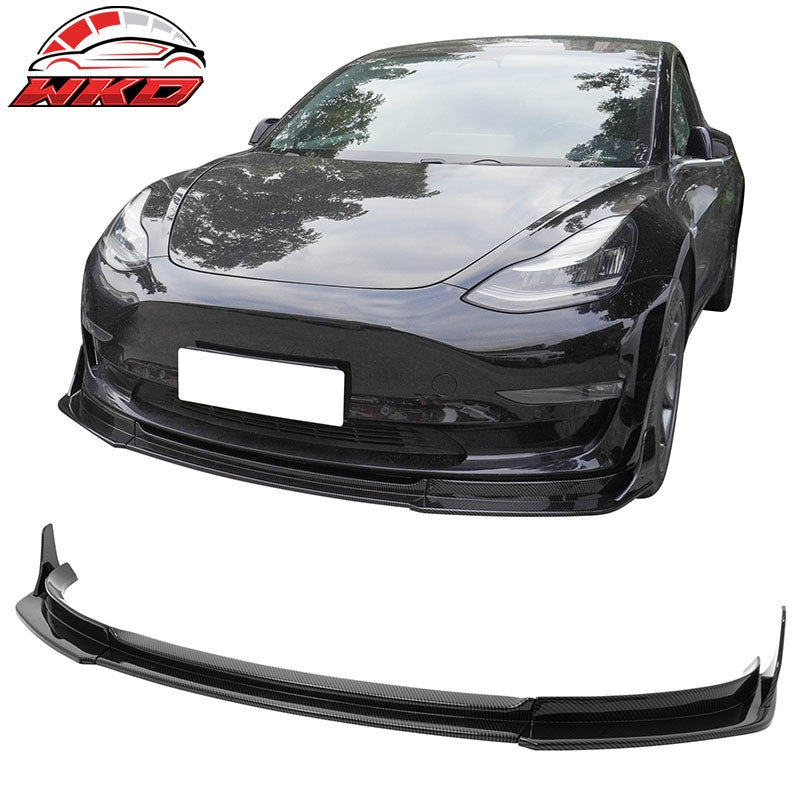 Wholesale 17-23 Tesla Model 3 IKON V4 Carbon Fiber Print Front Lip w/ V1 Winglets ABS