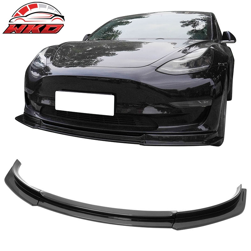 Wholesale 17-23 Tesla Model 3 IKON V4 Front Bumper Lip 3PC Carbon Fiber Print ABS