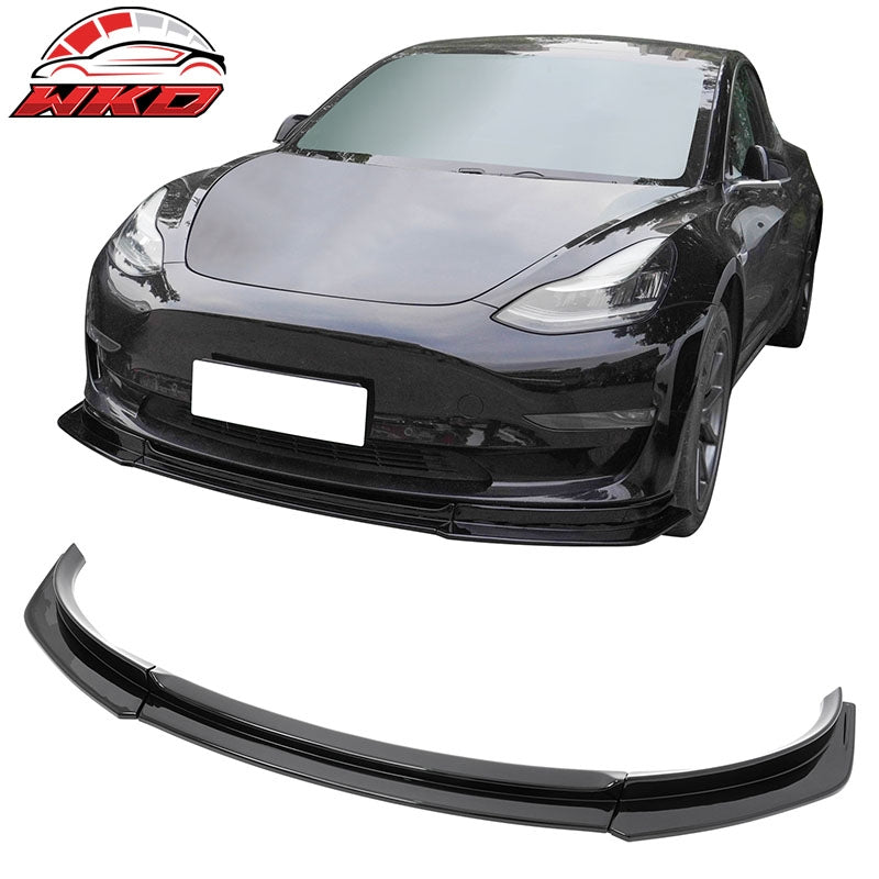 Wholesale 17-23 Tesla Model 3 IKON V4 Style 3PCS Front Bumper Lip Gloss Black ABS