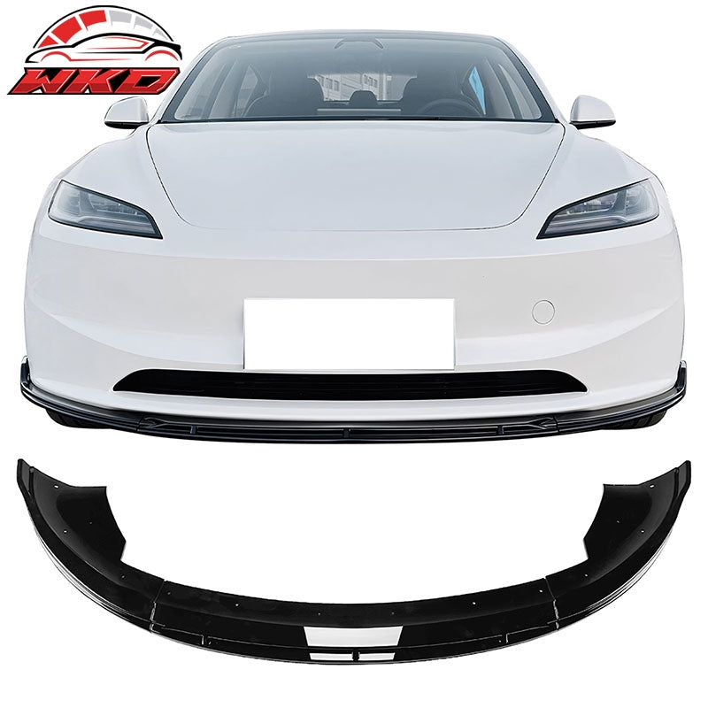 Wholesale 24-26 Tesla Model 3 IKON V4 Style Front Bumper Lip Spoiler Gloss Black 3PCS