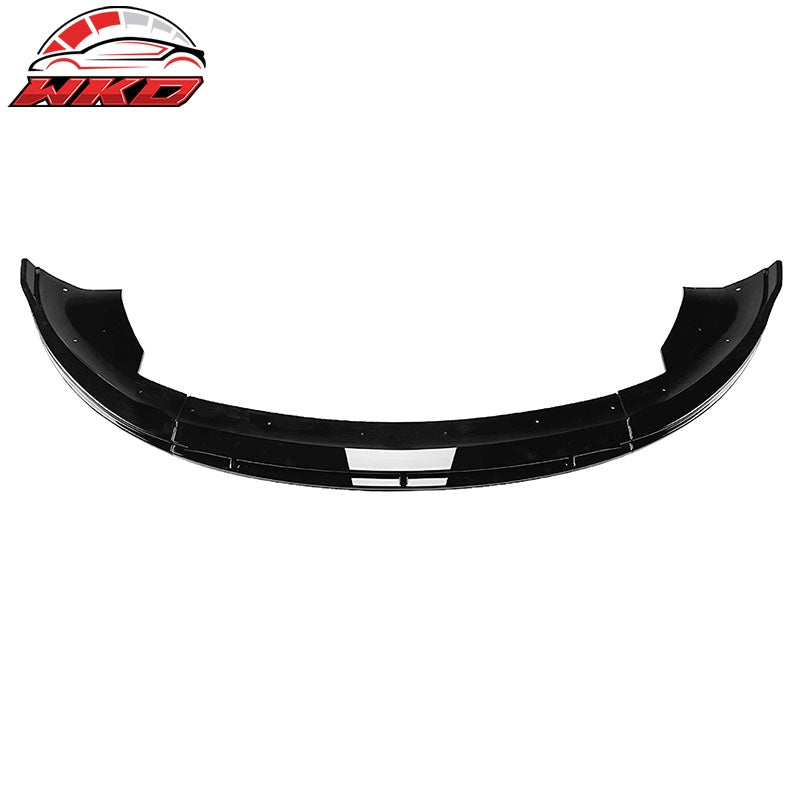 Fits 24-26 Tesla Model 3 IKON V4 Style Front Bumper Lip Spoiler Gloss Black 3PCS