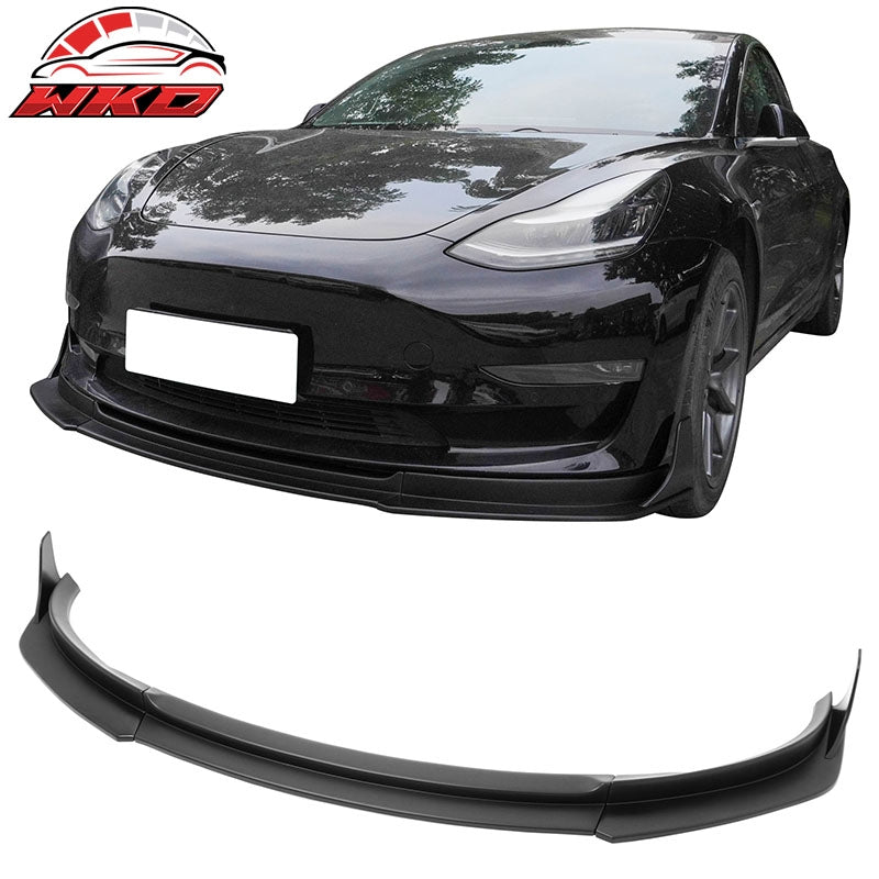 Wholesale 17-23 Tesla Model 3 IKON V4 3PCS Front Lip w/ V1 Winglets Matte Black ABS