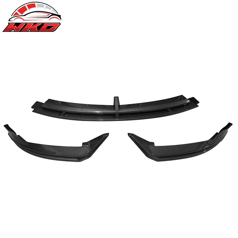 Fits 24-25 Tesla Model 3 IKON2 Style Front Bumper Lip Carbon Fiber Print PP 3PCS