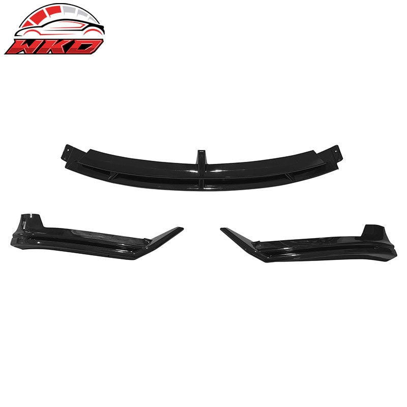 Fits 24-25 Tesla Model 3 IKON2 Style Front Bumper Lip Gloss Black PP 3PCS Set