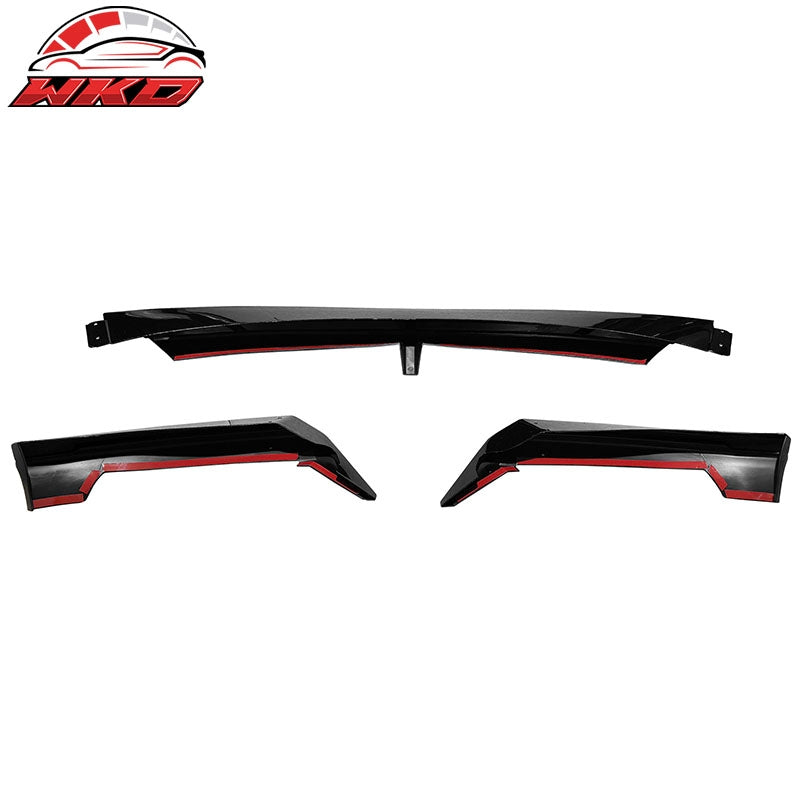 Fits 24-25 Tesla Model 3 IKON2 Style Front Bumper Lip Gloss Black PP 3PCS Set