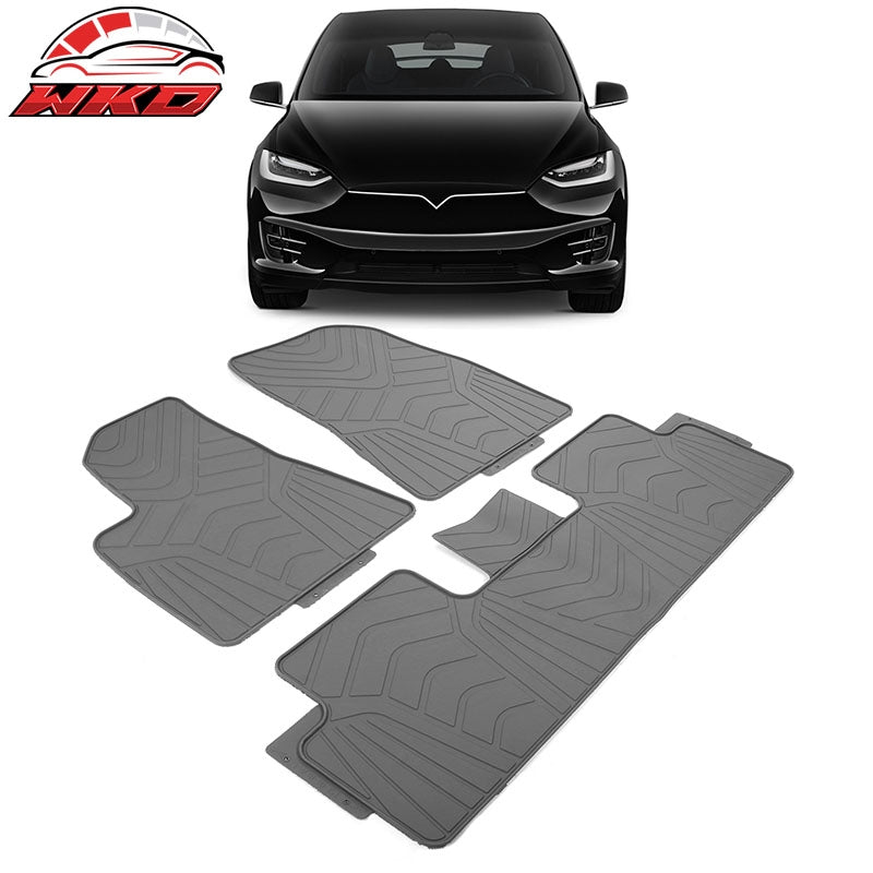 Fits 17-23 Tesla Model 3 Latex Floor Mats Gray All Weather Car Carpets Liner 3PC