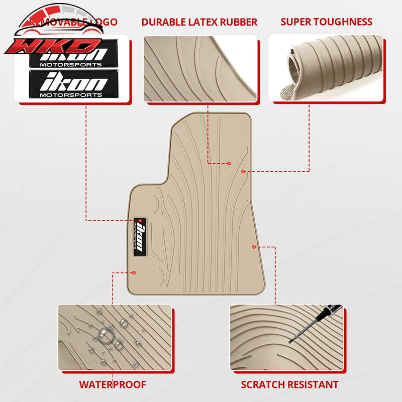 Fits 17-23 Tesla Model 3 Floor Mats Beige Latex Carpets Front Rear Liner Guard