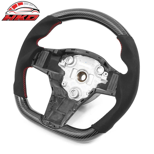 Wholesale 17-25 Tesla Model 3 & Y Steering Wheel Alcantara W/Red Stitch Carbon Fiber