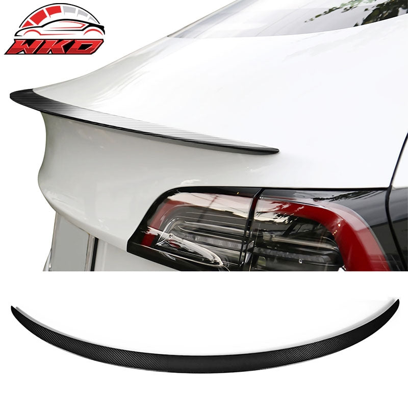 Fits 17-23 Tesla Model 3 OE Style Matte Carbon Fiber Rear Trunk Spoiler Wing