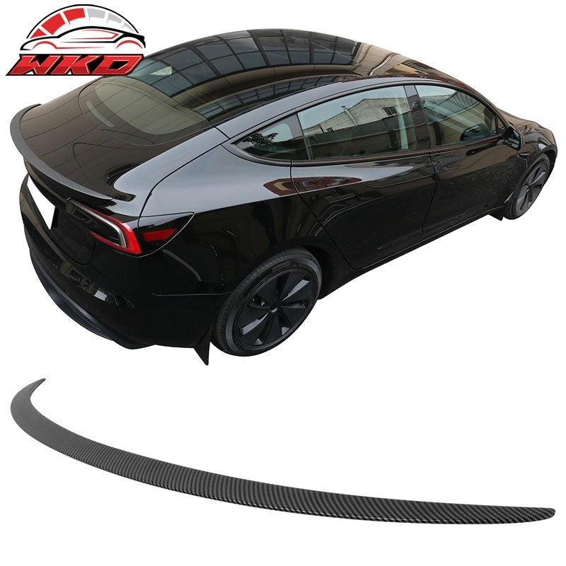 Wholesale For 24-26 Tesla Model 3 OE Style Matte Carbon Fiber Print Trunk Spoiler Wing ABS
