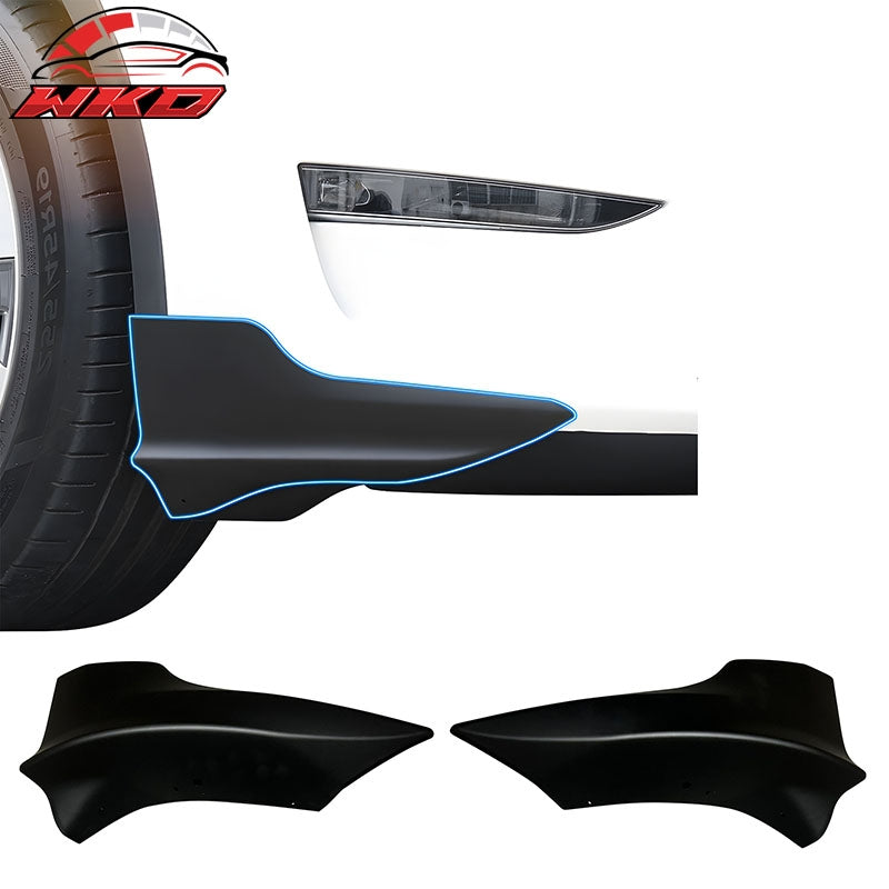 Fits 17-23 Tesla Model 3 PP Front Bumper Splitters Corner Winglets - Matte Black