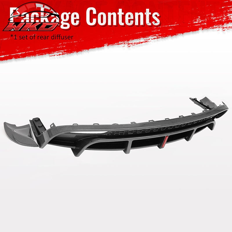Fits 24-26 Tesla Model 3 Rear Bumper Lip Diffuser W/LED PP Carbon Fiber Print
