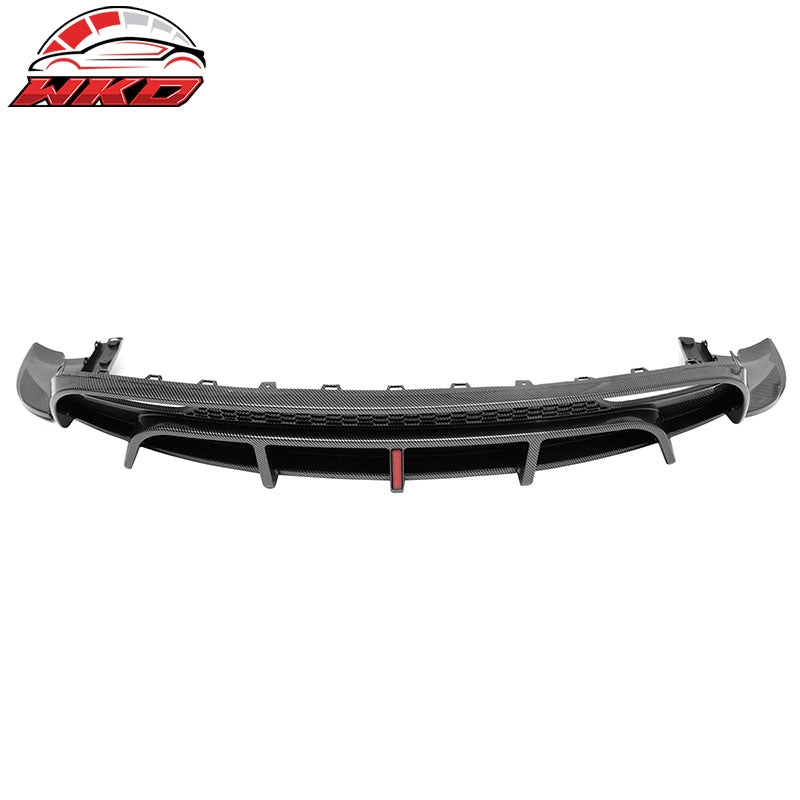Fits 24-26 Tesla Model 3 Rear Bumper Lip Diffuser W/LED PP Carbon Fiber Print