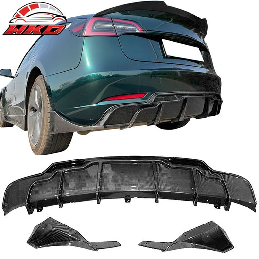 Wholesale 17-23 Tesla Model 3 IKON Style Rear Diffuser W/Aprons Carbon Fiber Print