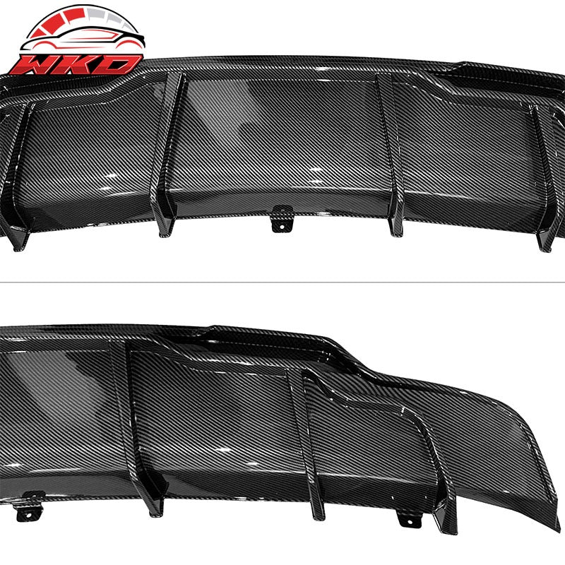 Fits 17-23 Tesla Model 3 IKON Style Rear Diffuser W/Aprons Carbon Fiber Print