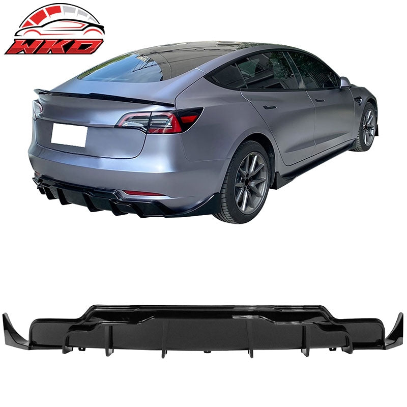 Wholesale 17-23 Tesla Model 3 IKON Style Rear Bumper Diffuser W/Aprons Gloss Black