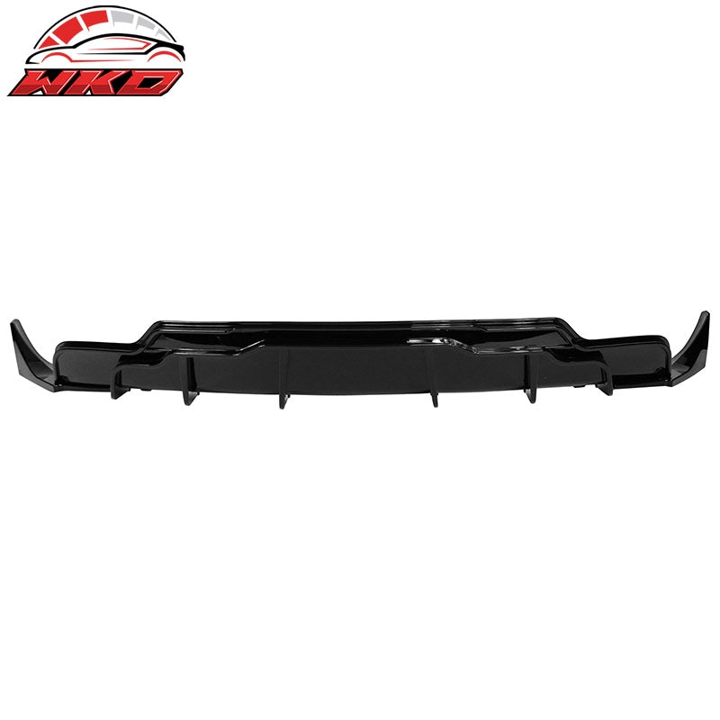 Fits 17-23 Tesla Model 3 IKON Style Rear Bumper Diffuser W/Aprons Gloss Black
