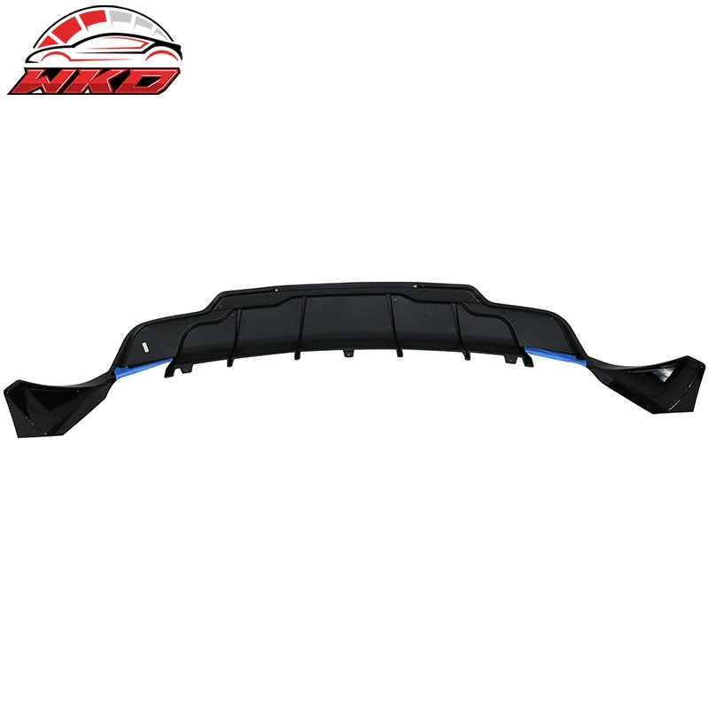 Fits 17-23 Tesla Model 3 IKON Style Rear Bumper Diffuser W/Aprons Gloss Black