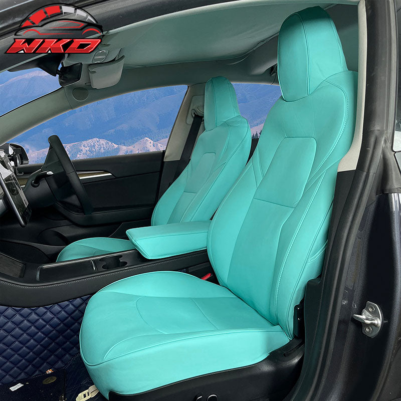 Wholesale 17-23 Tesla Model 3 4DR 5-Seat Seat Covers Cushion Protector Leather - Blue