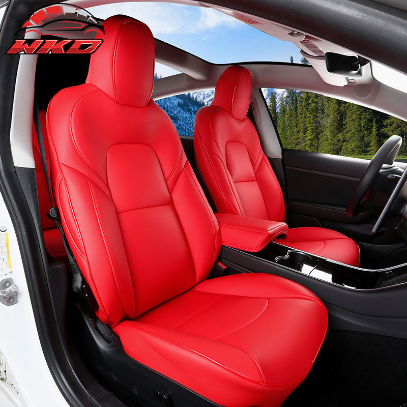 Wholesale 17-23 Tesla Model 3 4DR 5-Seat Seat Covers Cushion Protector Leather - Red