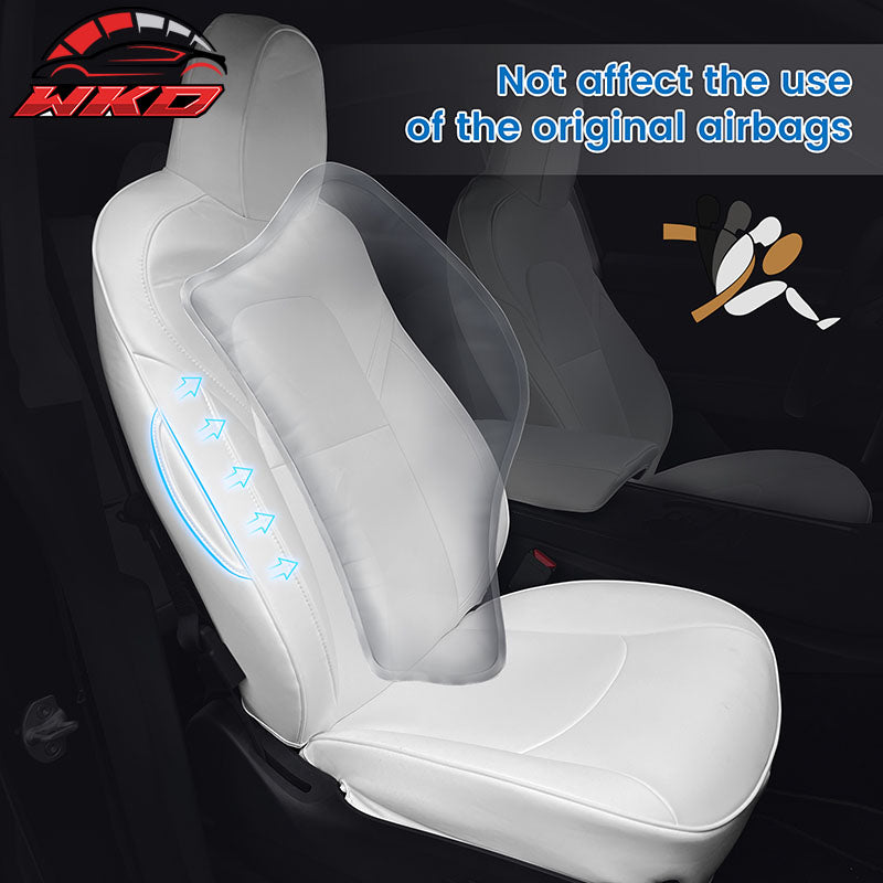 Fits 17-23 Tesla Model 3 4DR 5-Seat Seat Covers Cushion Protector Leather White