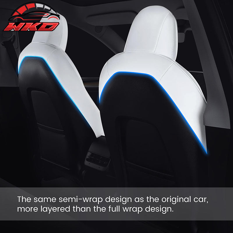 Fits 17-23 Tesla Model 3 4DR 5-Seat Seat Covers Cushion Protector Leather White