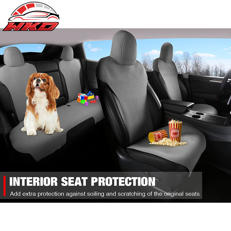 Fits 17-23 Tesla Model 3 V1 Style Seat Cushions Protector Suede Leather Gray