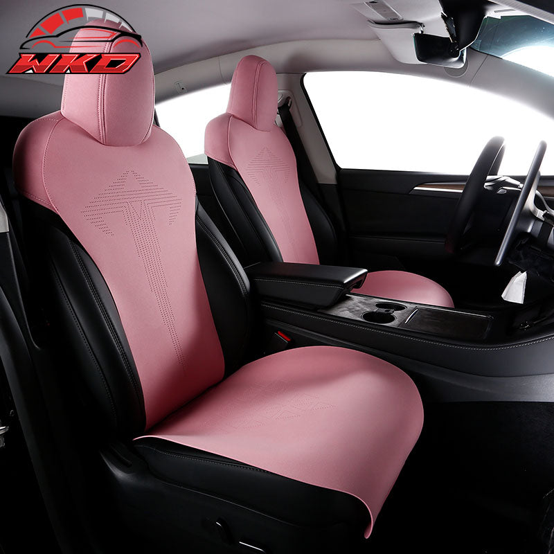Wholesale 17-23 Tesla Model 3 V1 Style Seat Cushions Protector Suede Leather Pink