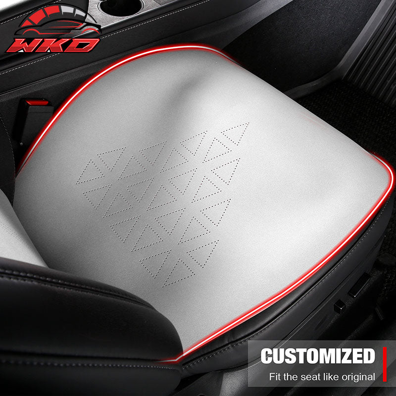 Fits 17-23 Tesla Model 3 V1 Style Seat Cushions Protector Suede Leather White