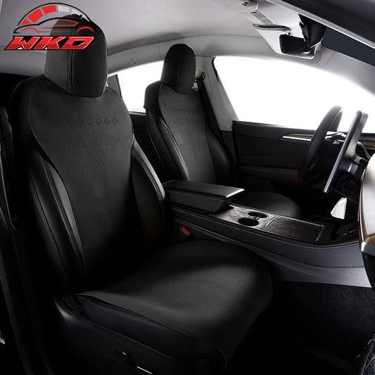 Wholesale 17-23 Tesla Model 3 V2 Style Seat Cushions Protector Suede Leather Black