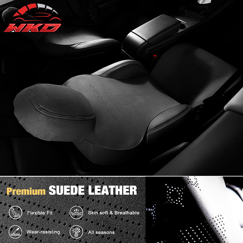 Fits 17-23 Tesla Model 3 V2 Style Seat Cushions Protector Suede Leather Black