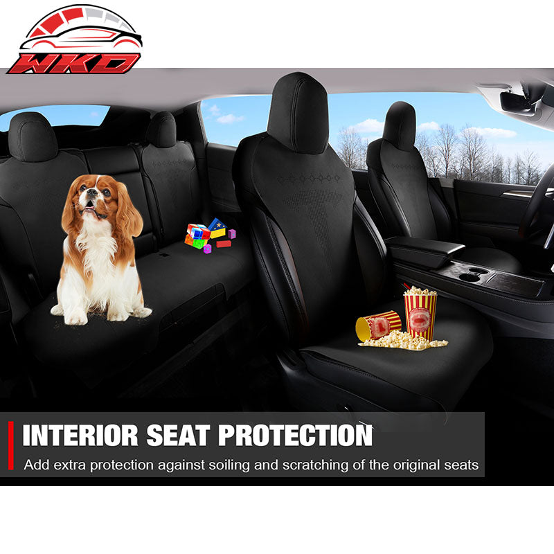 Fits 17-23 Tesla Model 3 V2 Style Seat Cushions Protector Suede Leather Black