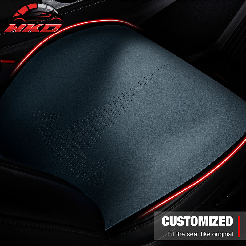 Fits 17-23 Tesla Model 3 V2 Style Seat Cushions Protector Suede Leather Blue