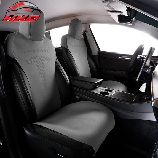 Wholesale 17-23 Tesla Model 3 V2 Style Seat Cushions Protector Suede Leather Gray