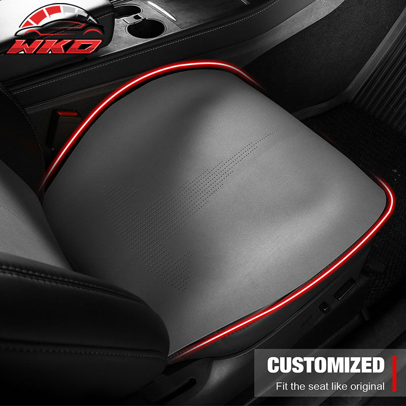 Fits 17-23 Tesla Model 3 V2 Style Seat Cushions Protector Suede Leather Gray