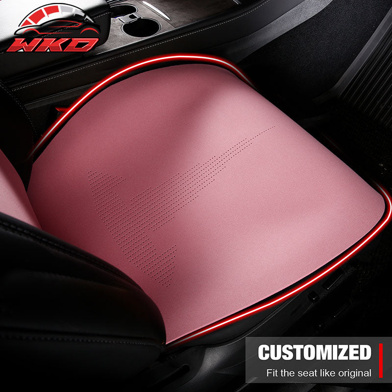 Fits 17-23 Tesla Model 3 V2 Style Seat Cushions Protector Suede Leather Pink