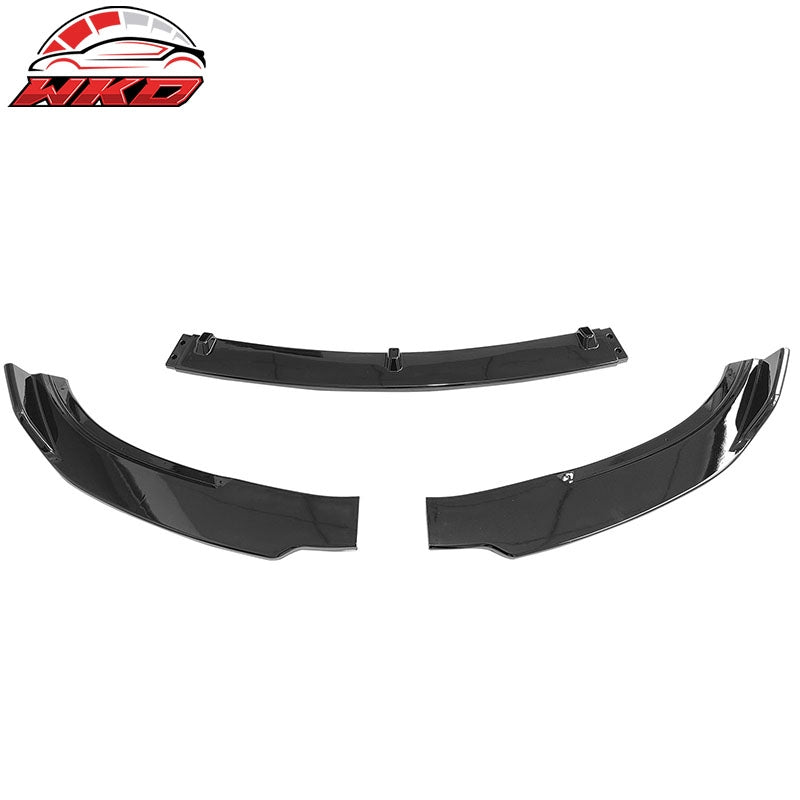 Fits 17-23 Tesla Model 3 Sedan IKON Style Front Bumper Lip PP Gloss Black - 3PCS