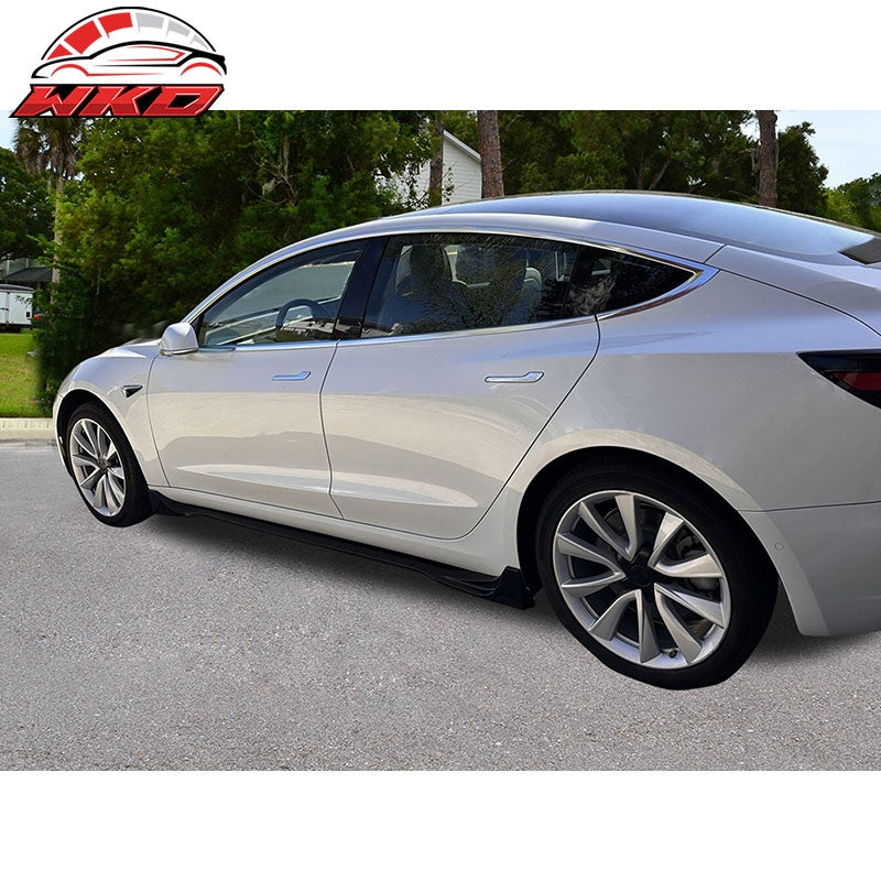 Fits 17-26 Tesla Model 3 Side Skirt Rocker Panel 4PCS Gloss Black Extension Kit