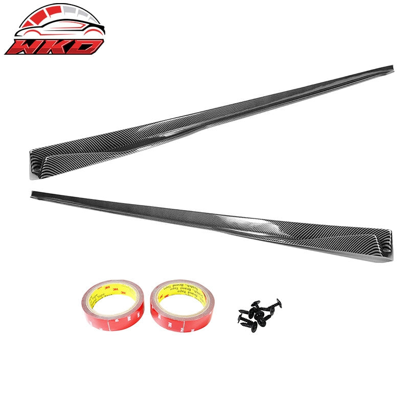 Fits 17-26 Tesla Model 3 Side Skirts Extension Rocker Panel Carbon Fiber Print