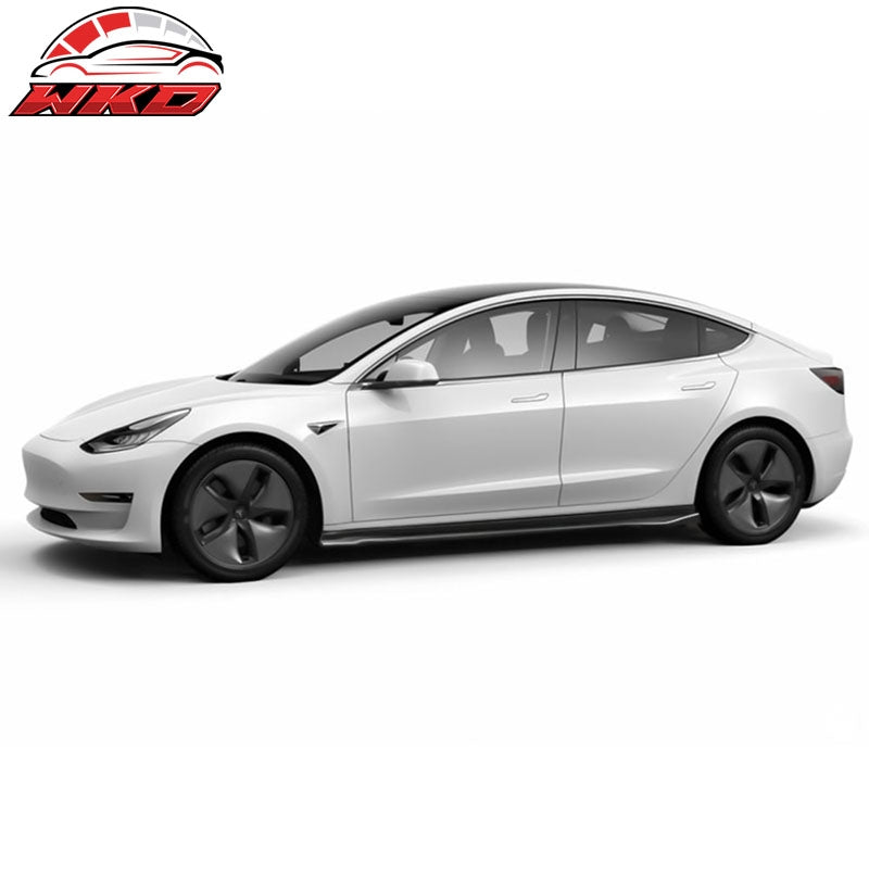 Fits 17-26 Tesla Model 3 IKON Style 2PCS Side Skirts Extension PP Gloss Black